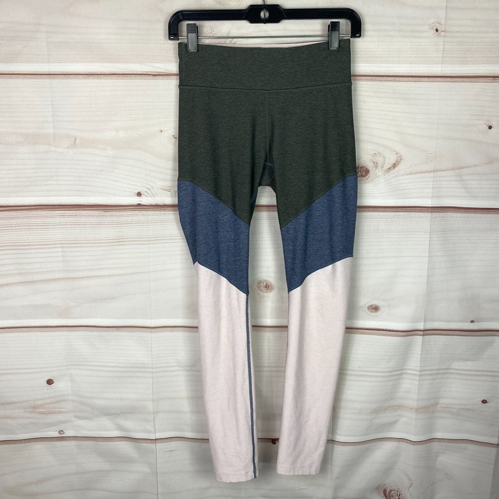 Outdoor Voices Leggings Womens Small Green Blue Springs 7/8 Colorblock Mid Rise